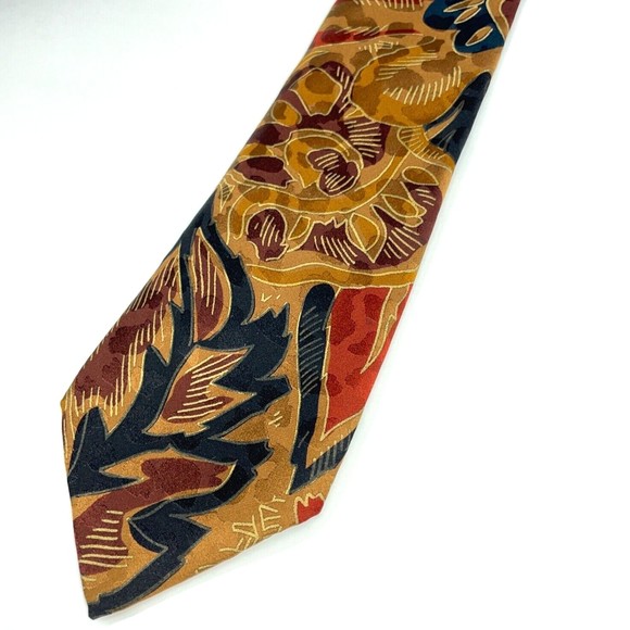 Lou Myles Designer Light Copper Brown Abstract 100% Silk Tie Hand Made in Italy - Picture 7 of 10